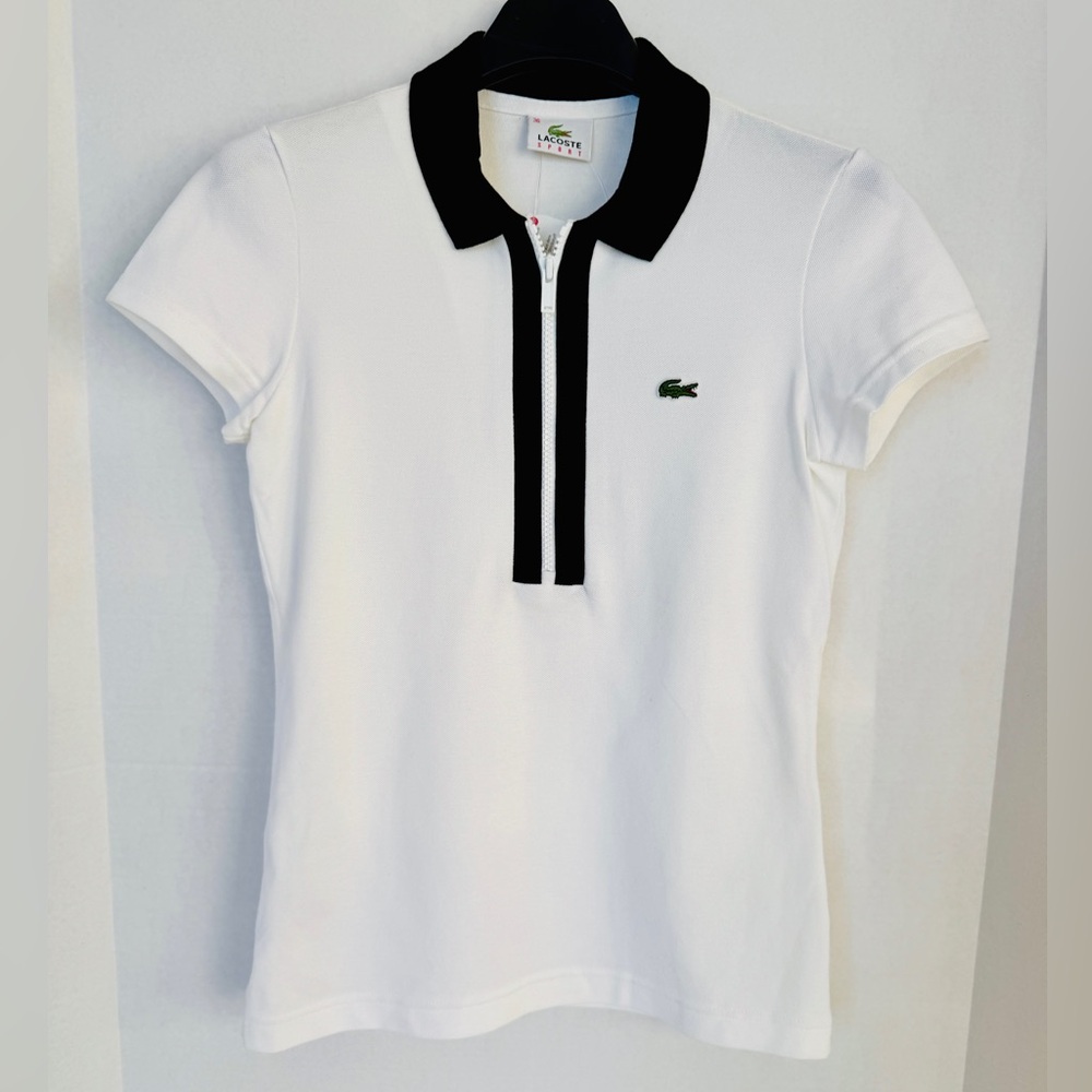 Lacoste Sport White Polo with Black Accents